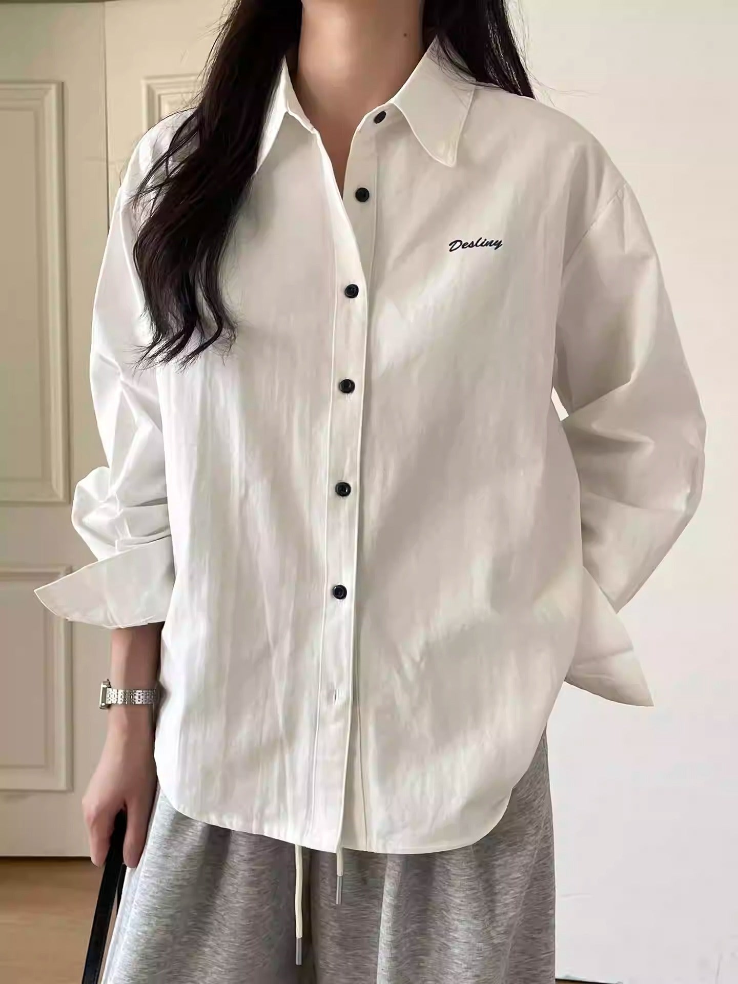 Lace Collar Vintage Long Sleeve Shirt Women