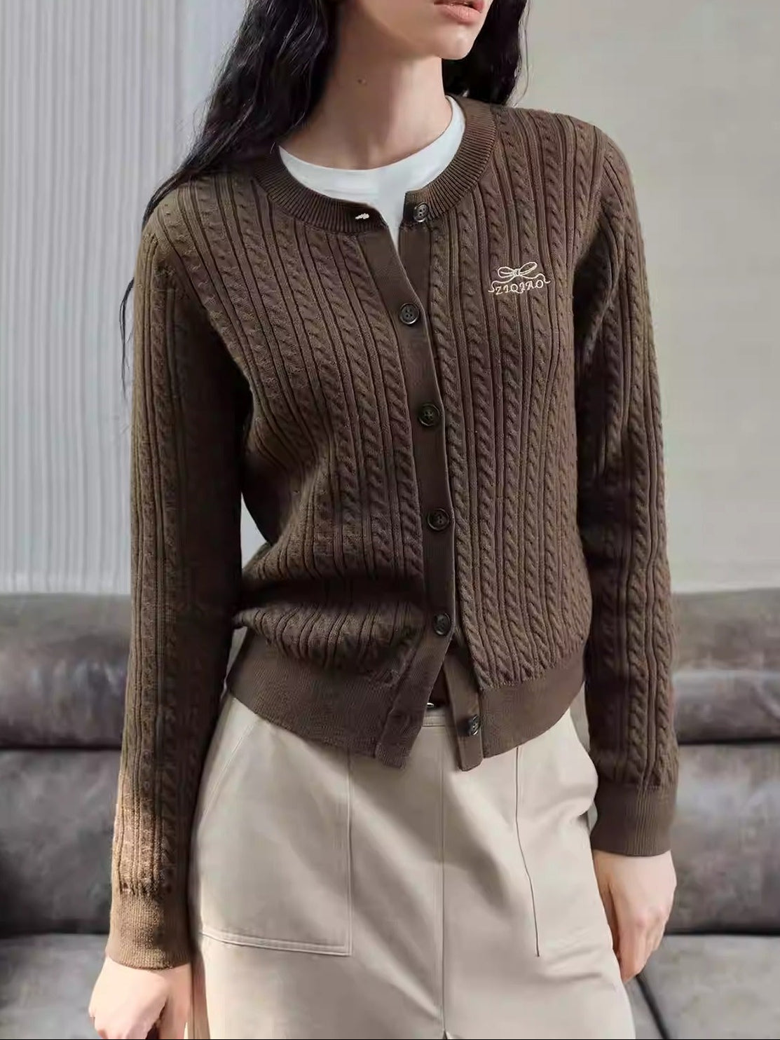 American Vintage Cable Knit Cardigan