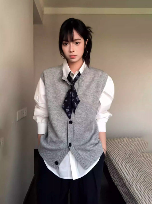 Korean Gray Knit Vest