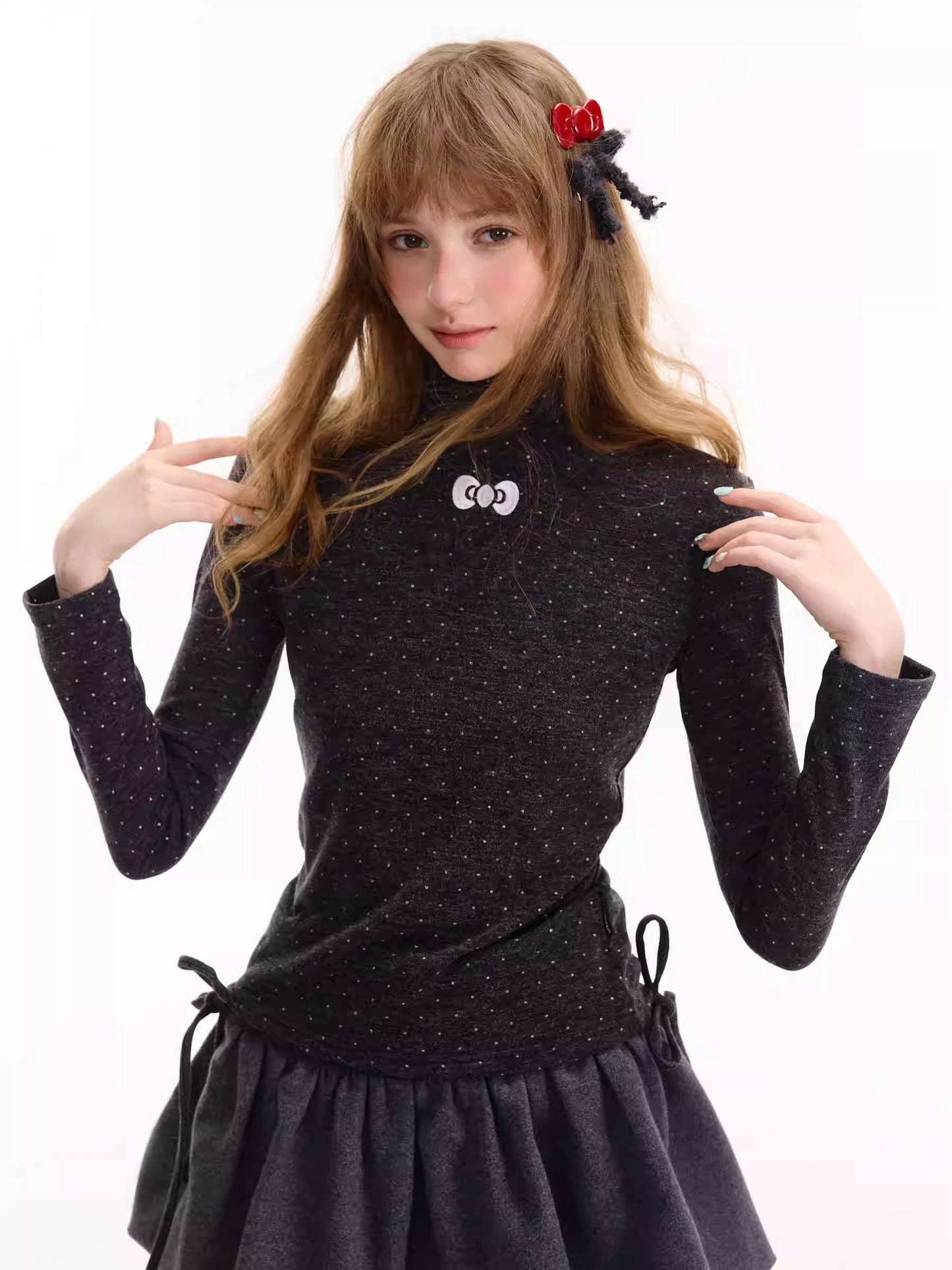 Polka Dot Turtleneck Tee Women