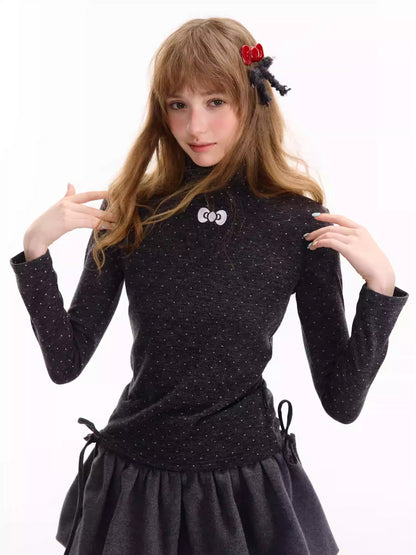 Polka Dot Turtleneck Tee Women