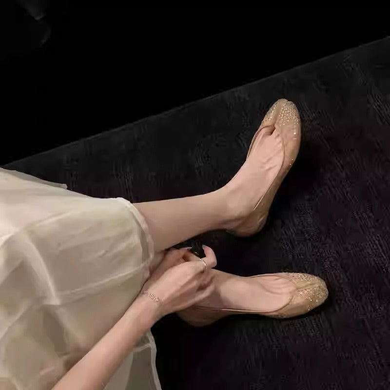 Champagne Soft Leather Pointed Split Toe Tabi