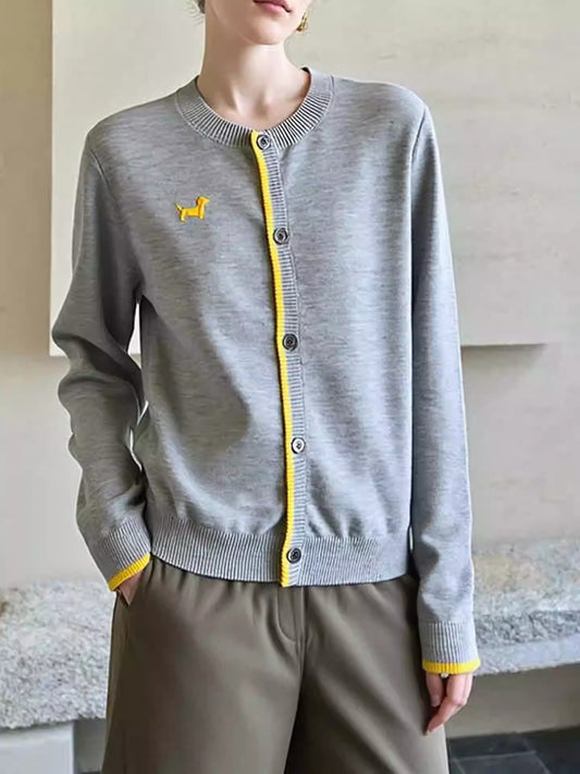 Colorblock Placket Cardigan Women