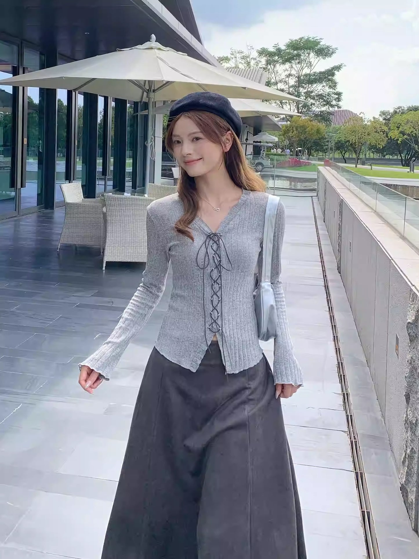 Korean Ruffle Long Sleeve Knit Top