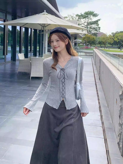 Korean Ruffle Long Sleeve Knit Top