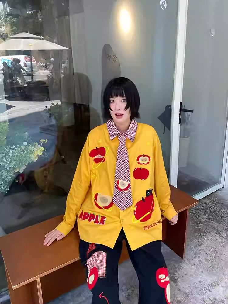 Japanese Tie Patch Embroidered Shirt