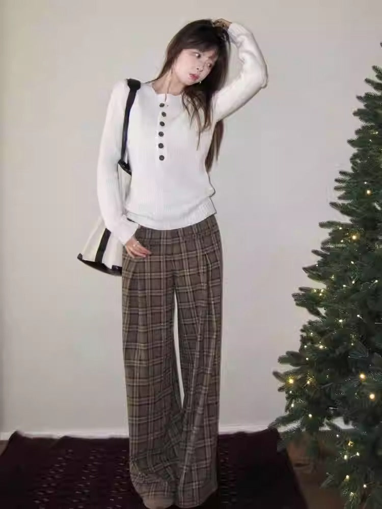 Henley Knit Sweater Women