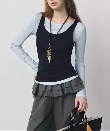 Coree Colorblock Layered Long Sleeve Tee Women