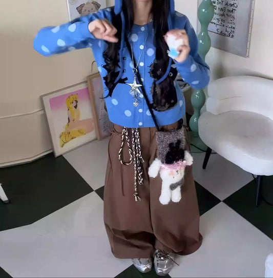 Cat Polka Dot Cardigan Women