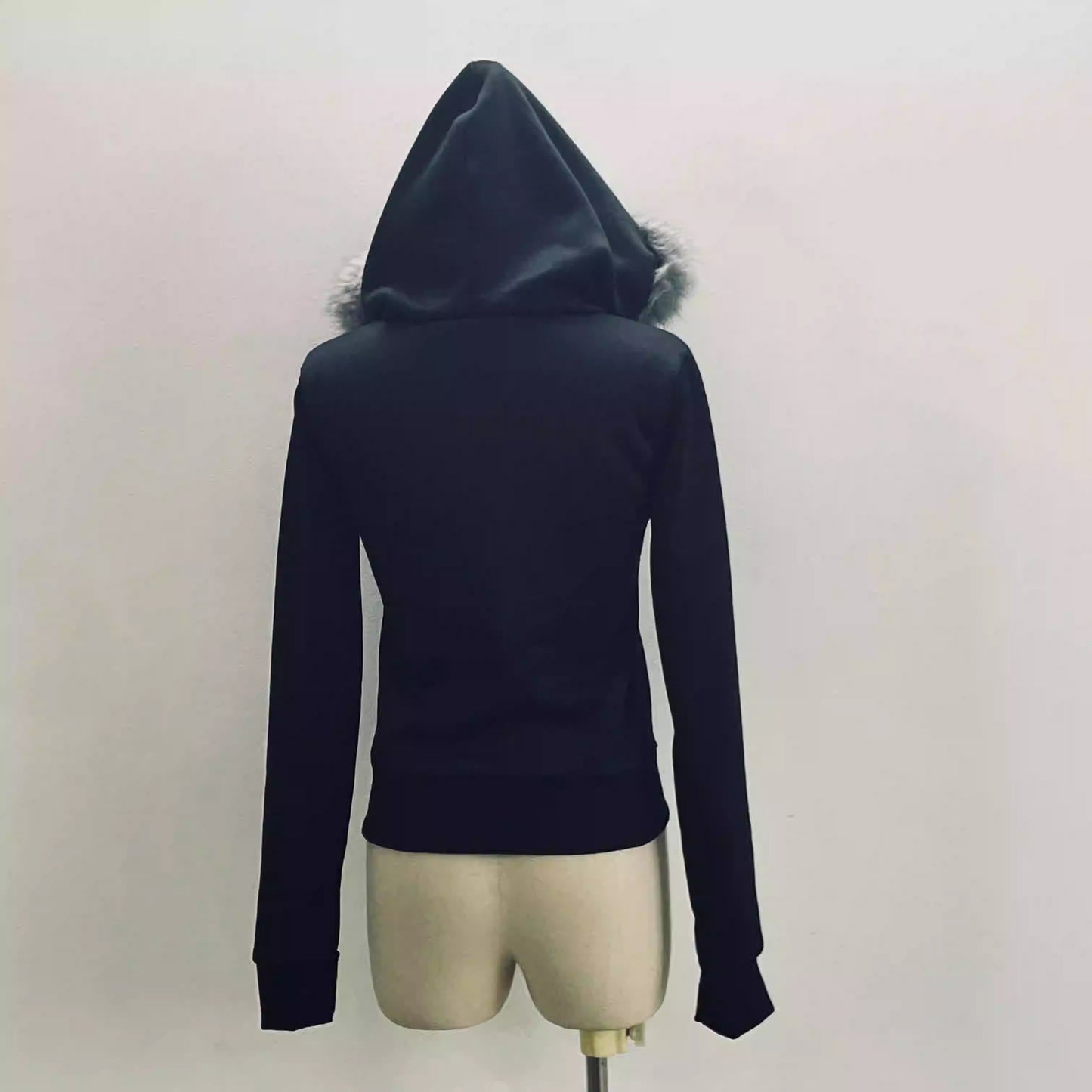 Winter Grey Letter Fur Hoodie Y2K Hoodie