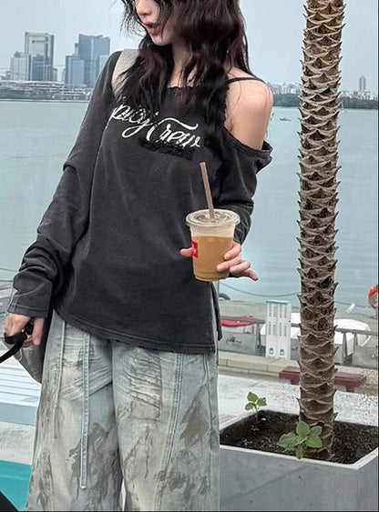 Lace Off Shoulder Layered Tee Women