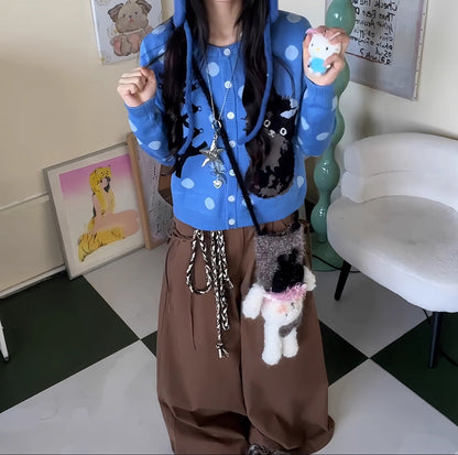 Cat Polka Dot Cardigan Women