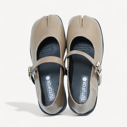Khaki Sequin Split Toe Mary Jane Tabi - tutufox - tabis