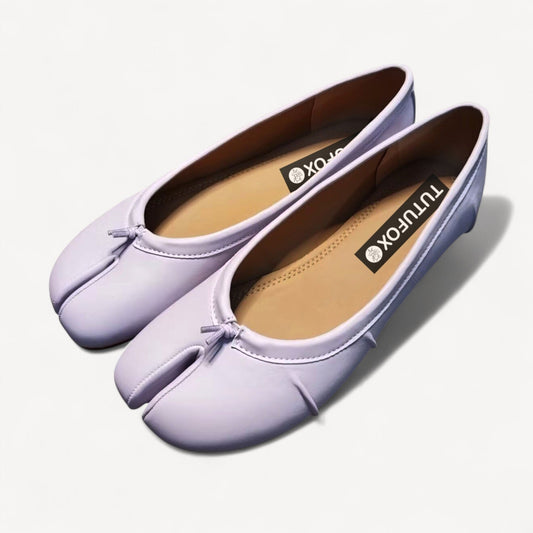 Lavender Ruched Leather Split - Toe Shoes Tabi - tutufox - shoes