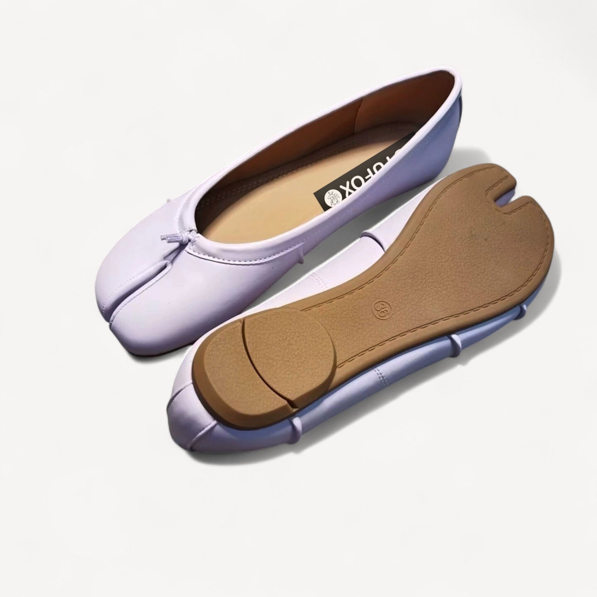 Lavender Ruched Leather Split - Toe Shoes Tabi - tutufox - shoes