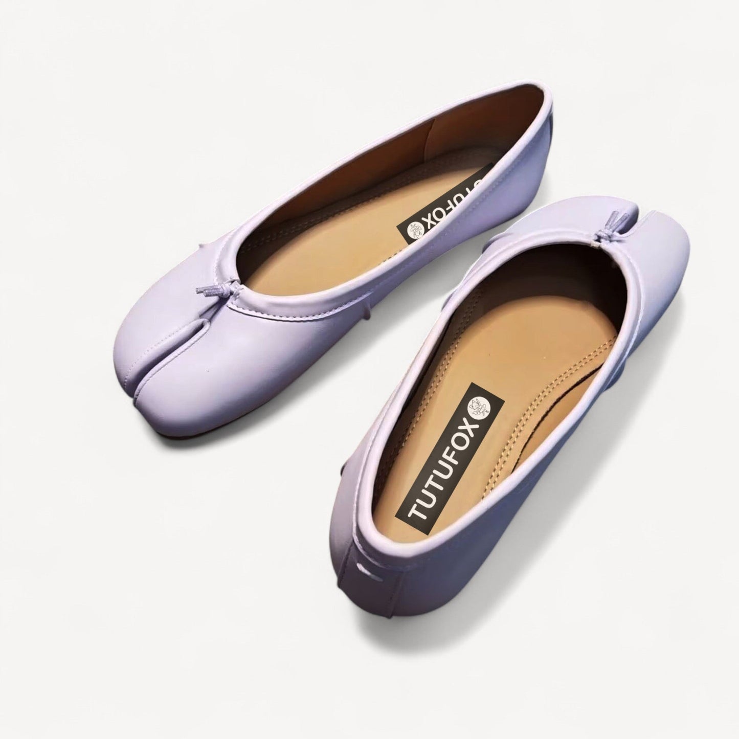 Lavender Ruched Leather Split - Toe Shoes Tabi - tutufox - shoes