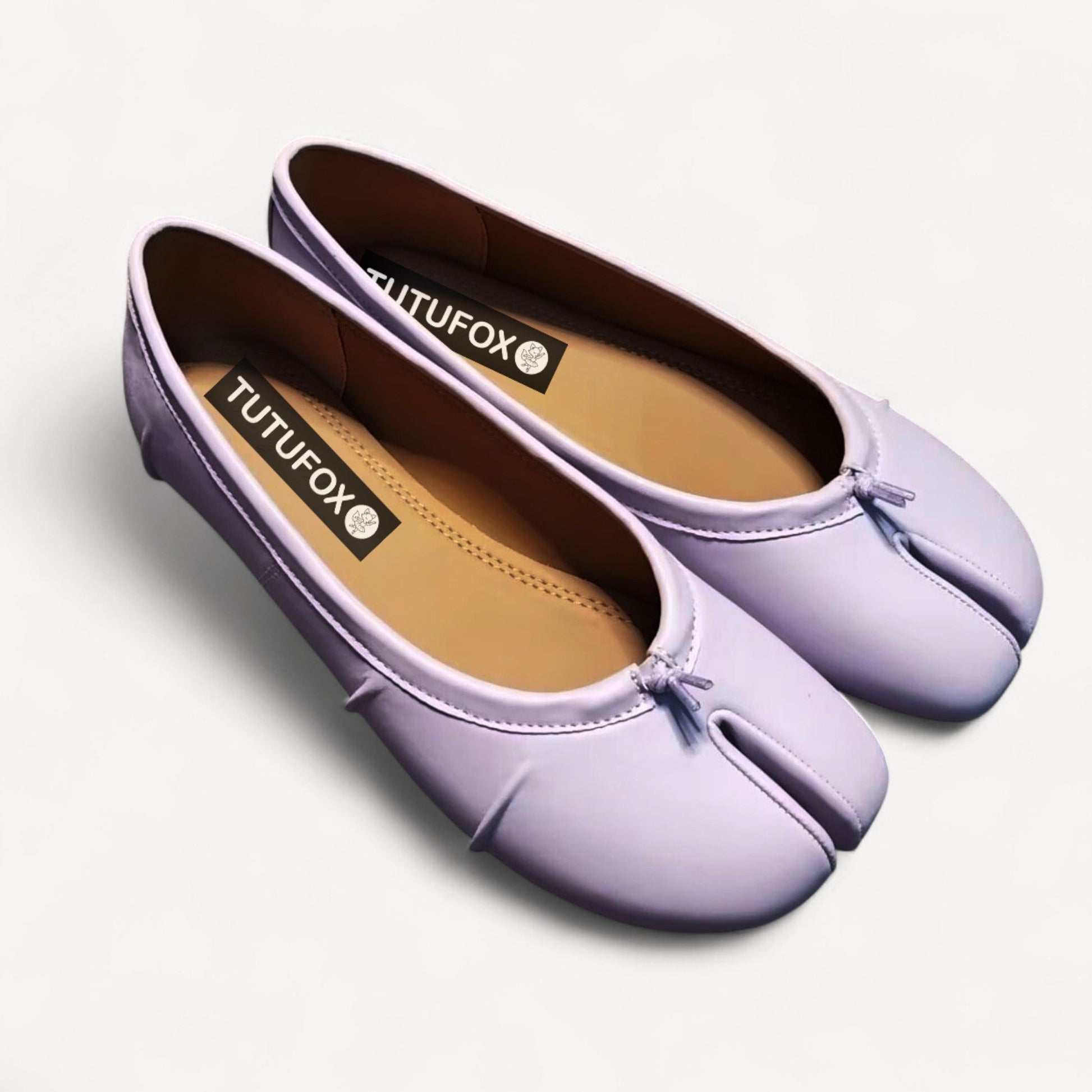 Lavender Ruched Leather Split - Toe Shoes Tabi - tutufox - shoes