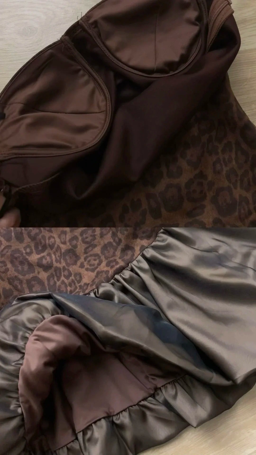 Leopard Bustier Top and Olive Ruffle Skirt Y2K Two Piece Sets - tutufox - 