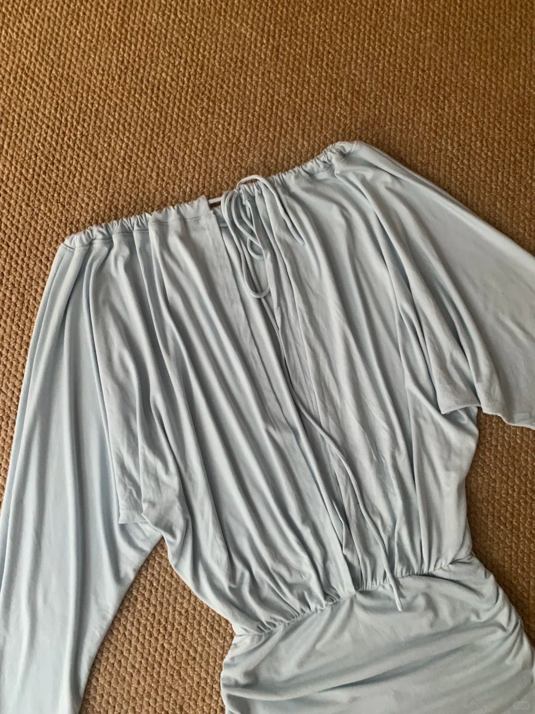 Light Teal Off - Shoulder Long Sleeve Bodycon Mini Dress Y2K Dress - tutufox - 