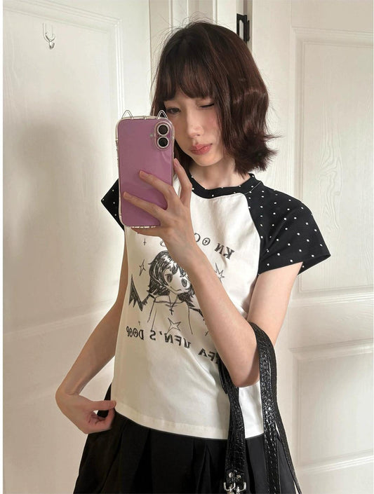 Subculture Polka Dot Raglan Tee