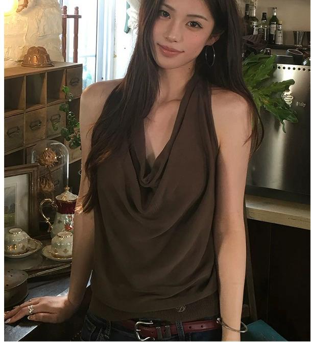 Halter Drape Neck Backless Cami Top