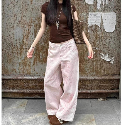 Pink Leopard Print Wide Leg Pants