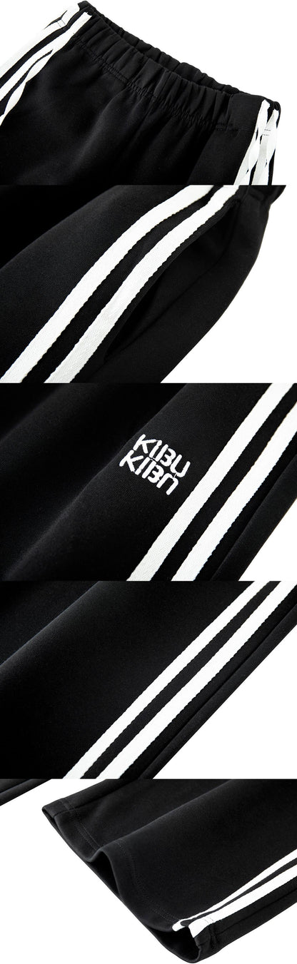 Black Side-Tie Sporty Wide Leg Pants