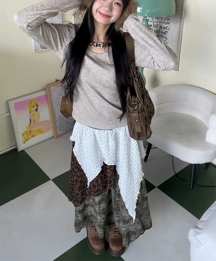 Vintage Leopard Button Long Sleeve Top