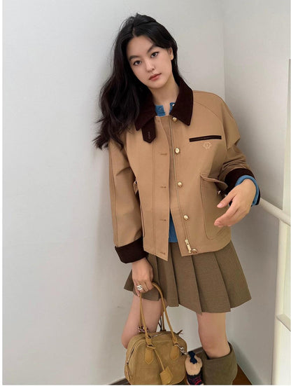 Vintage Collared Short Jacket