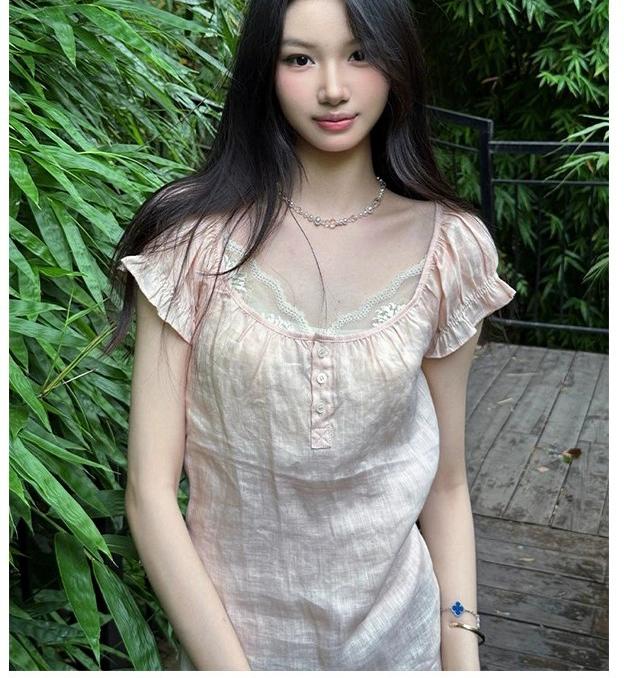 Pink Puff Sleeve Top