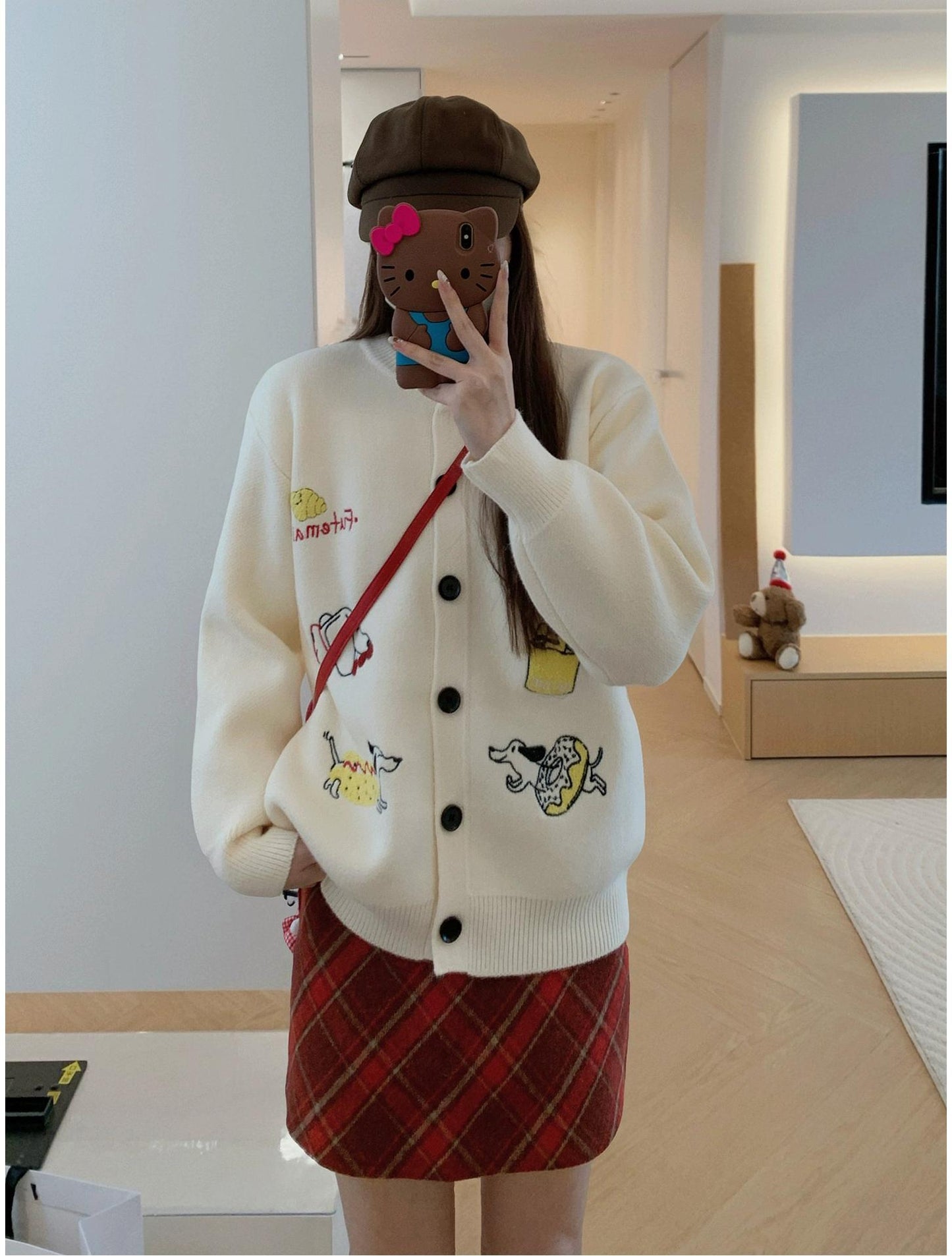 Dachshund Jacquard Long Sleeve Cardigan