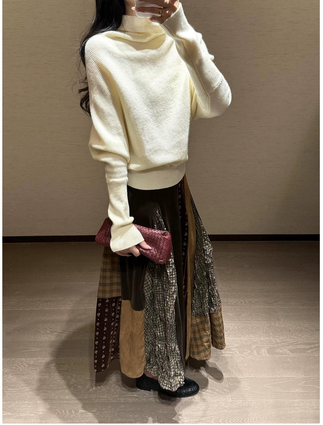 Korean Asymmetrical Colorblock Skirt