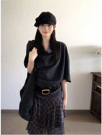 Korean Stacked Collar Knitted Top