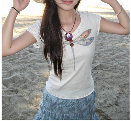 V-Neck Dragonfly Tee