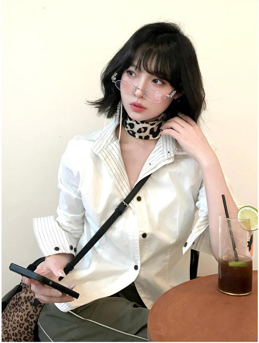 Layered Collar Stripe Shirt