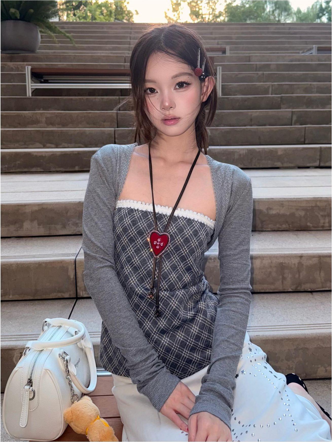 Vintage Checkered Bustier Set