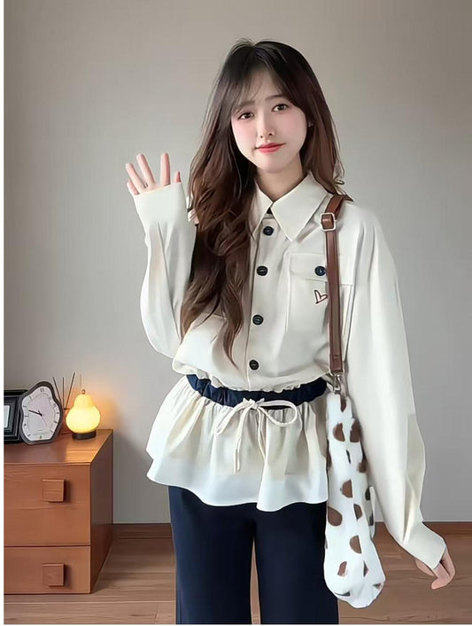 Korean Heart Embroidered Shirt