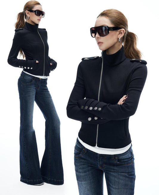 Asymmetrical Zip Short Hoodie