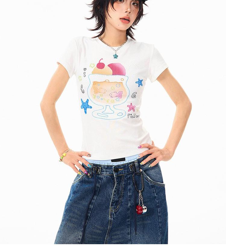 Pearl Print Shoulder Tee