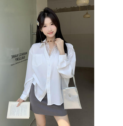 White V Neck Lace Top