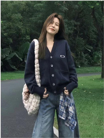 Korean V-Neck Knit Cardigan