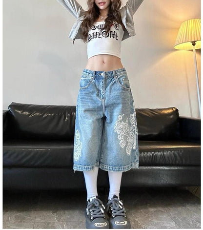 Vintage Lace Denim Shorts