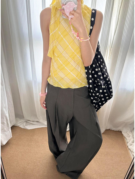 Plaid Halter Sleeveless Top