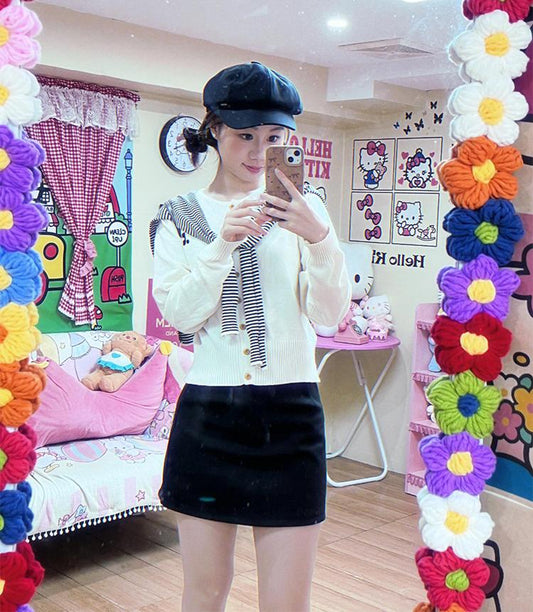 Korean Knit Cardigan Set