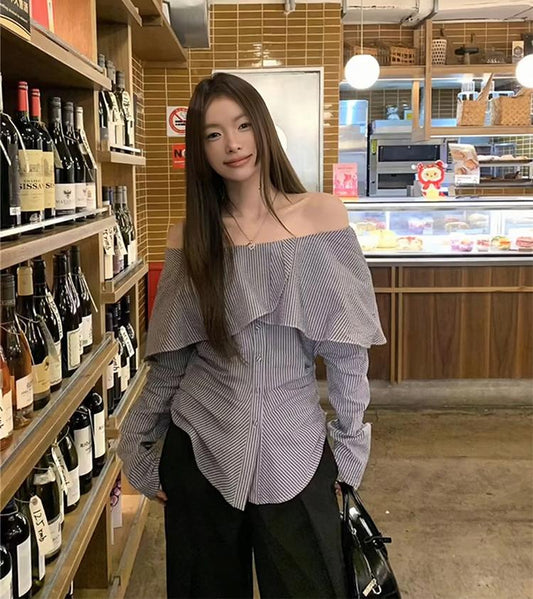 Off-Shoulder Ruffle Shirt