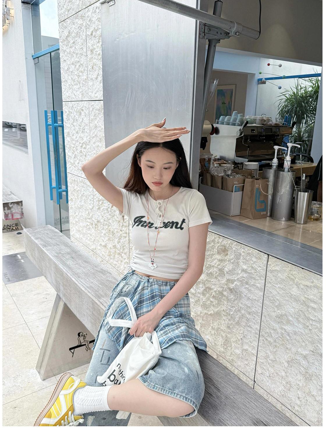 Street Layered Denim Cropped Pants