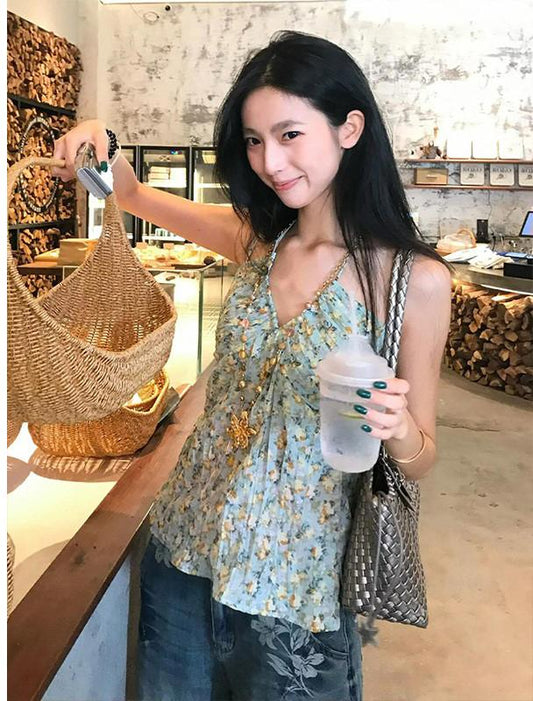 Vacation Floral V-Neck Tank