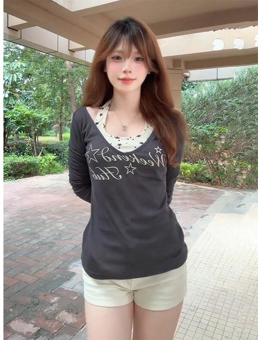 Halter Long Sleeve Two-Piece Top