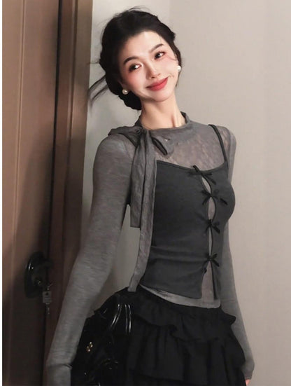 Korean Bow Tie Layered Tee