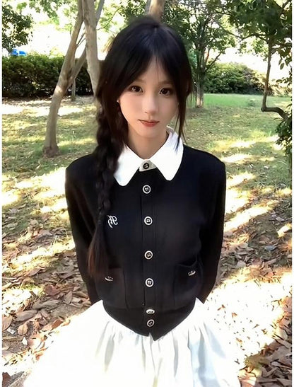 Layered Colorblock Knit Cardigan